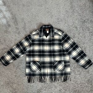 Vintage Woman’s XL Pendleton Fringe Plaid 100% Wool Jacket